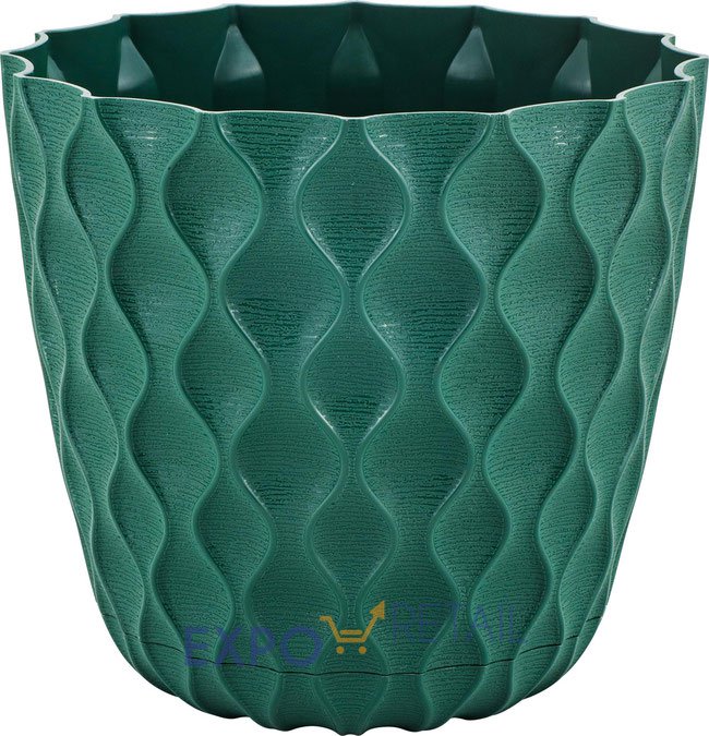 Горшок для цветов InGreen Wave с дренажной сеткой и съемным поддоном 1,5л, D160мм
