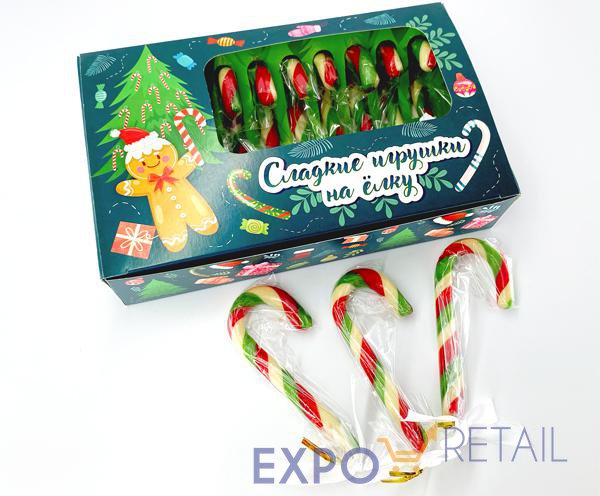 Новогодний подарочный набор леденцов тростей "Сладкие игрушки на ёлку" №2 "Пряничный человечек"