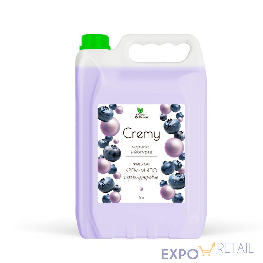Крем-мыло жидкое с перламутром "Cremy" черника в йогурте увлажняющее 5 л. Clean&Green CG8358