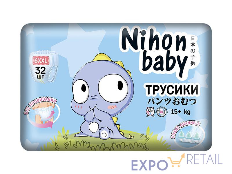 Детские подгузники-трусики "Nihon baby" junior extra XXL (6) 15+ кг