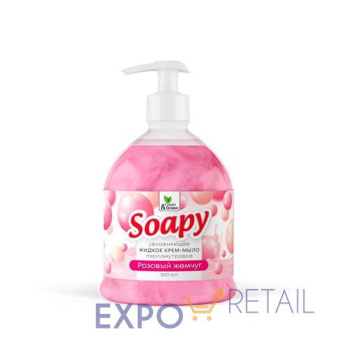 Крем-мыло жидкое с перламутром "Soapy" розовый жемчуг увлажн. с дозатором