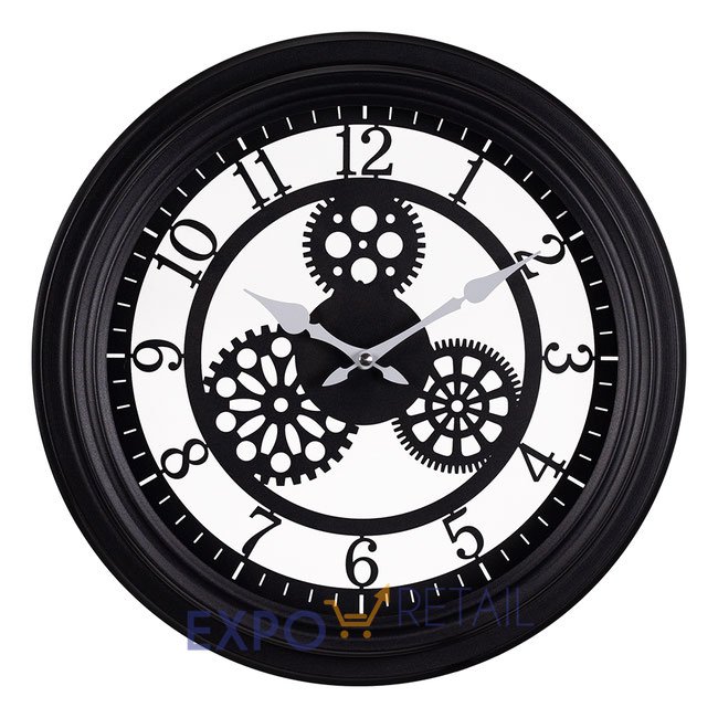 Часы настенные из металла, d=40, корпус чёрный, "Скелетон"