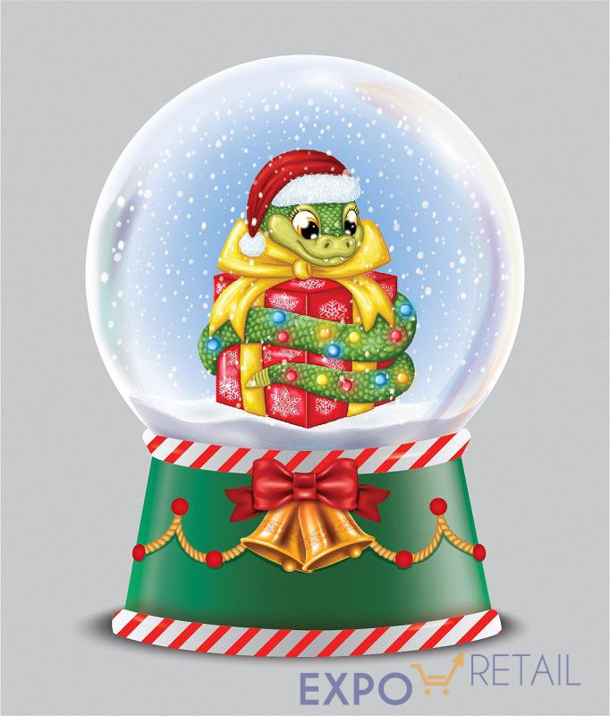 Новогодний сувенир Снежный шар "Озорная змейка"