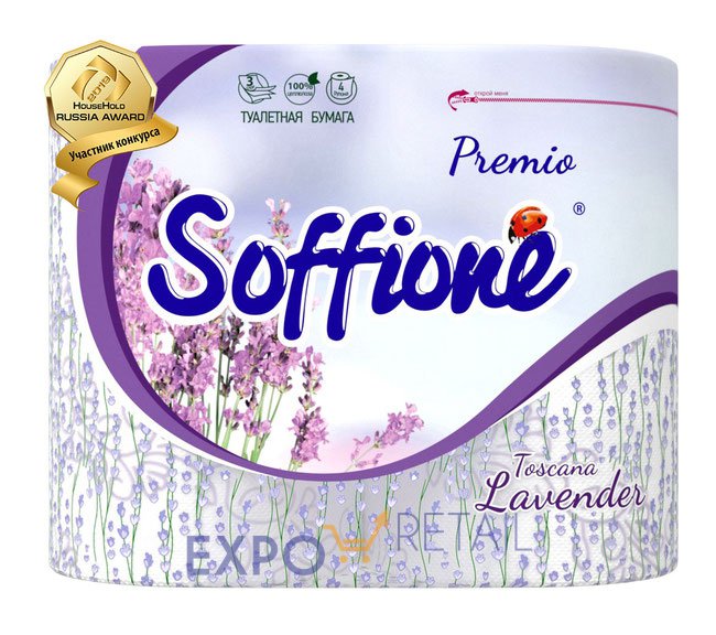 Туалетная бумага Soffione Premio Toscana Lavander (3 слоя, 4 рулона)