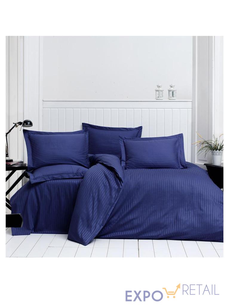 Комплект 2-х спального постельное белья ткань Страйп-сатин цвет Синий №15
