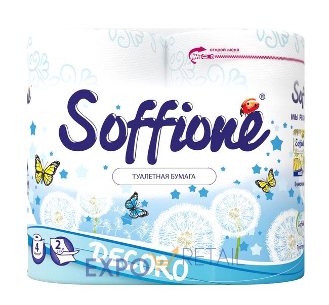 Туалетная бумага Soffione Decoro Blue (2 слоя 4 рулона)