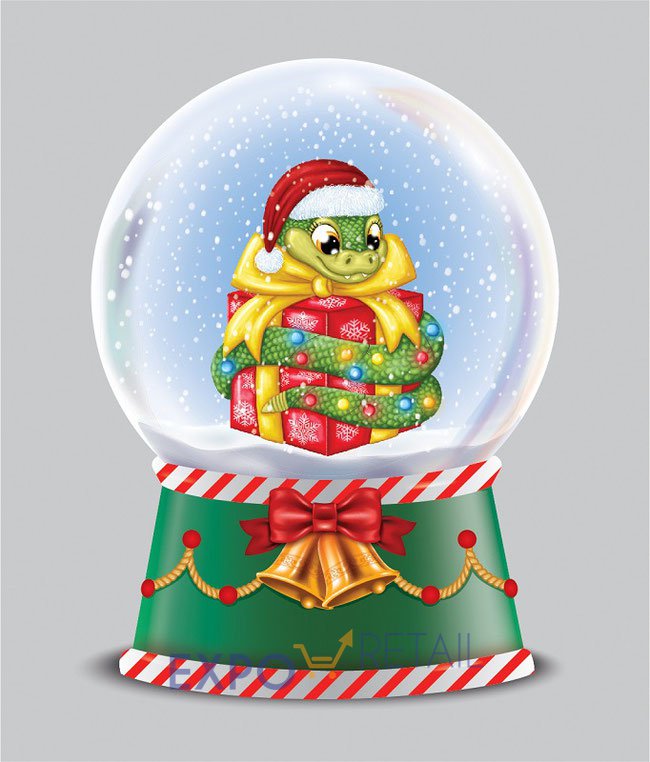 Новогодний сувенир Снежный шар "Озорная змейка"