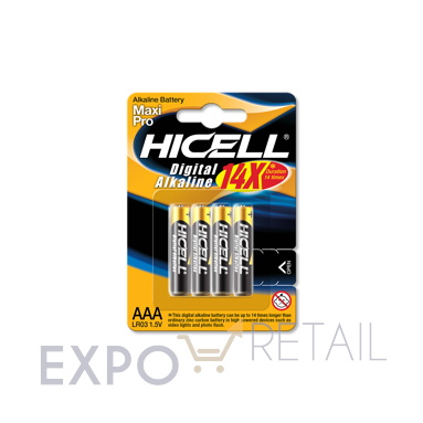 HICELL  Алкалиновая батарейка AAA 4PCS  4шт в упаковке