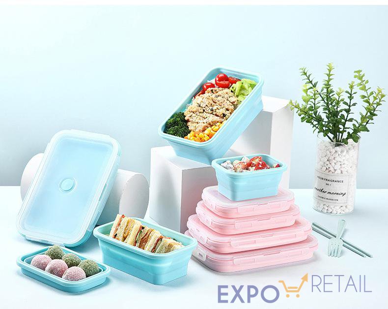 Складной силиконовый контейнер для хранения пищевых продуктов