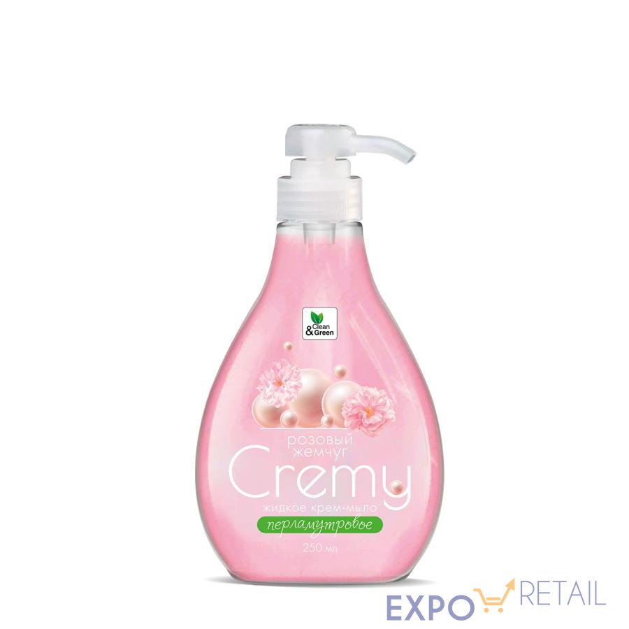 Крем-мыло жидкое с перламутром "Cremy" розовый жемчуг с дозатором 250 мл. Clean&Green CG8412